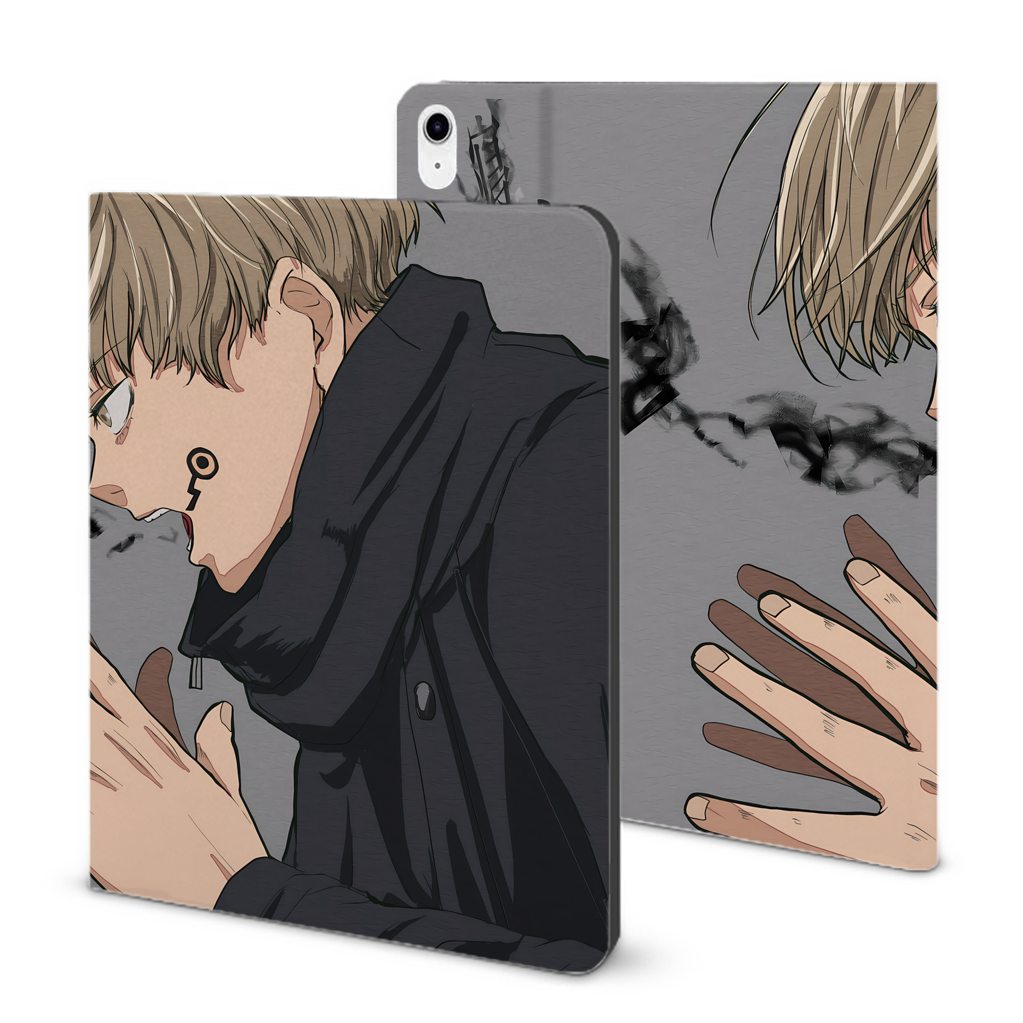 （画像用） 呪術廻戦 Jujutsu Kaisen IPad ケース ブック型 PUレザー TPU 耐衝撃 軽量 薄型 ペン収納なし 全面保護 IPad 各モデル対応